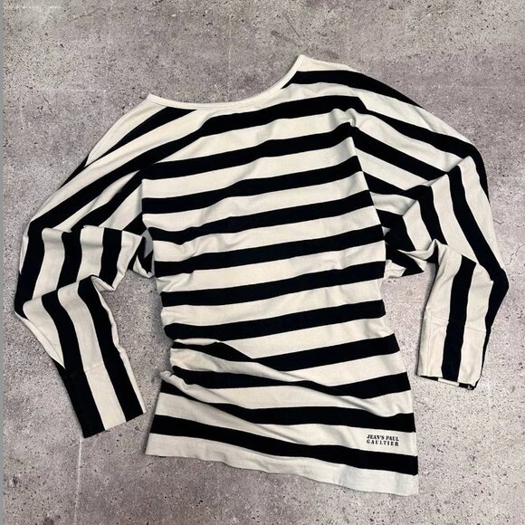 Vintage Jean Paul Gaultier Striped Anchor T-shirt Cropped Women Size L fits M - Picture 10 of 10